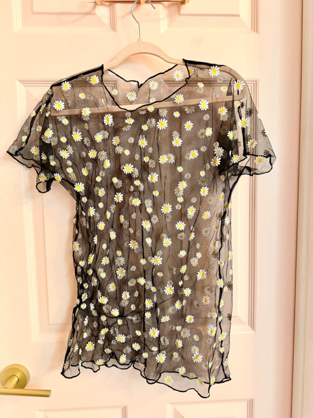 Black sheer daisy top